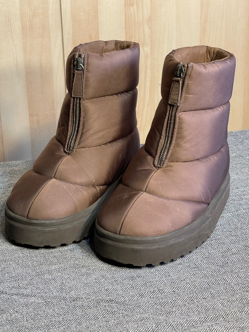 Gia Borghini Brown Quilted Platform Ankle Boots